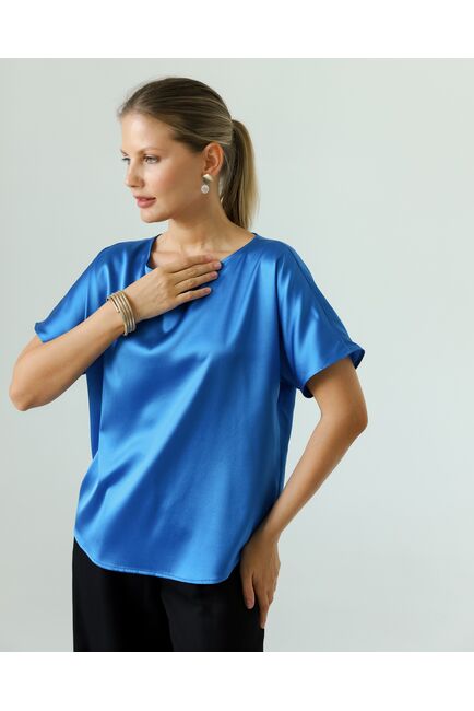Женская блузка из шелка синяя-8784 от byME 