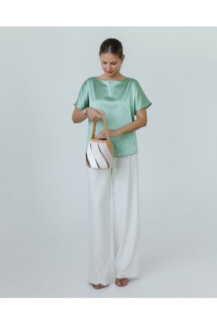 Женская блузка из шелка зелёная -8785 от byME 