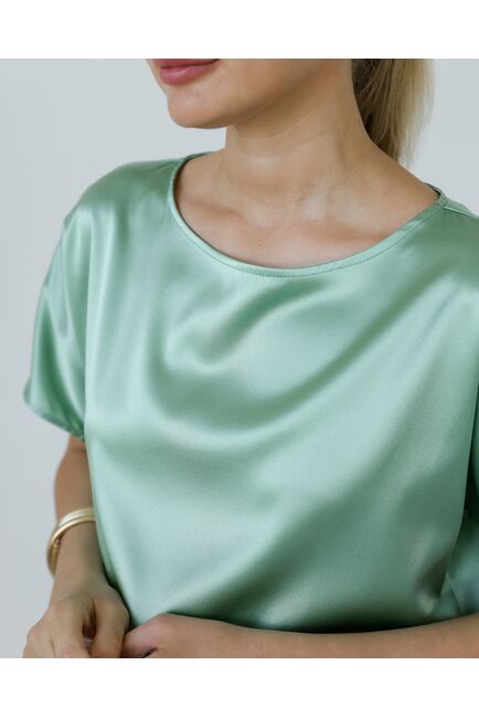 Женская блузка из шелка зелёная -8785 от byME 
