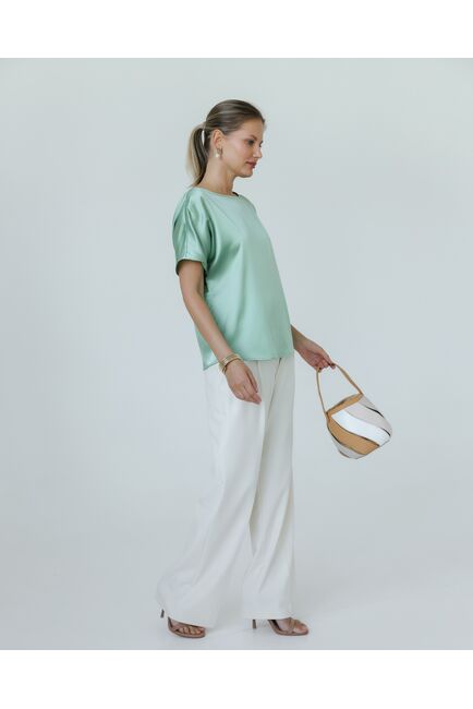 Женская блузка из шелка зелёная -8785 от byME 