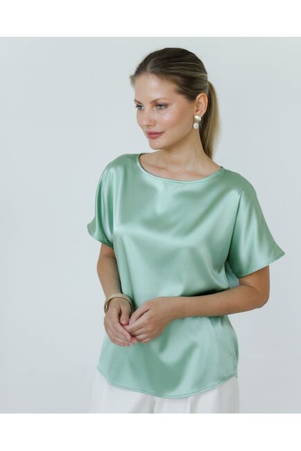 Женская блузка из шелка зелёная -8785 от byME 