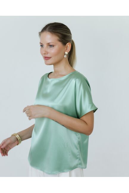 Женская блузка из шелка зелёная -8785 от byME 