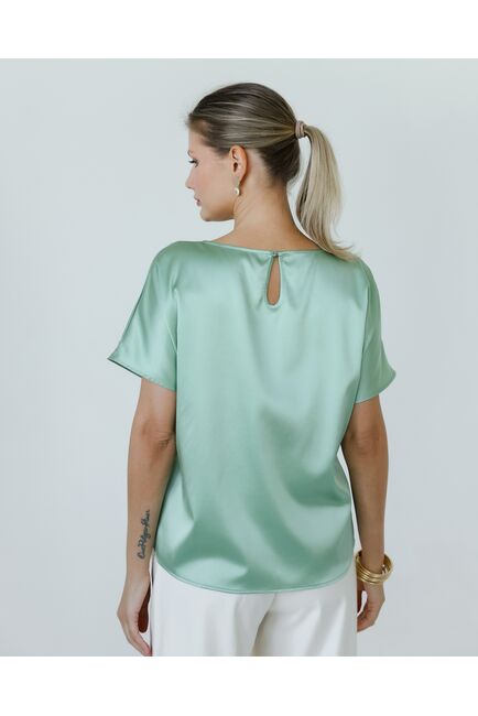 Женская блузка из шелка зелёная -8785 от byME 