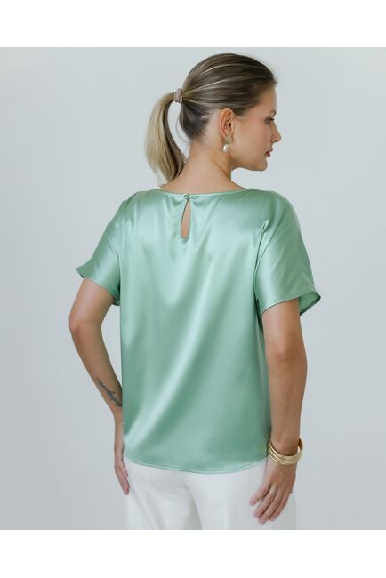 Женская блузка из шелка зелёная -8785 от byME 