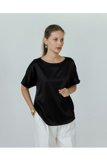 Женская блузка из шелка черная-8786 от byME 