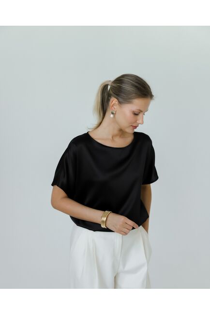 Женская блузка из шелка черная-8786 от byME 