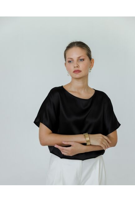 Женская блузка из шелка черная-8786 от byME 