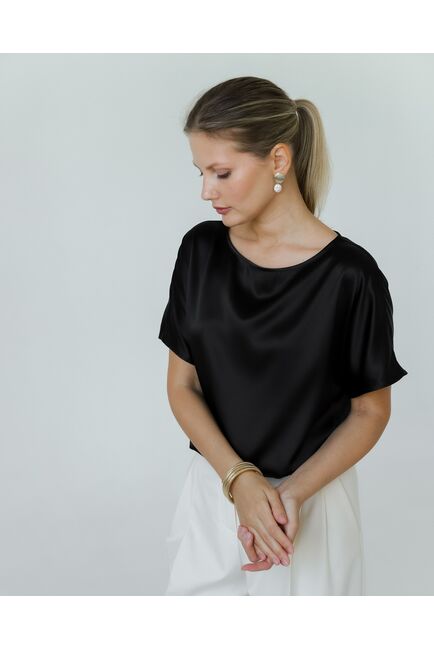 Женская блузка из шелка черная-8786 от byME 
