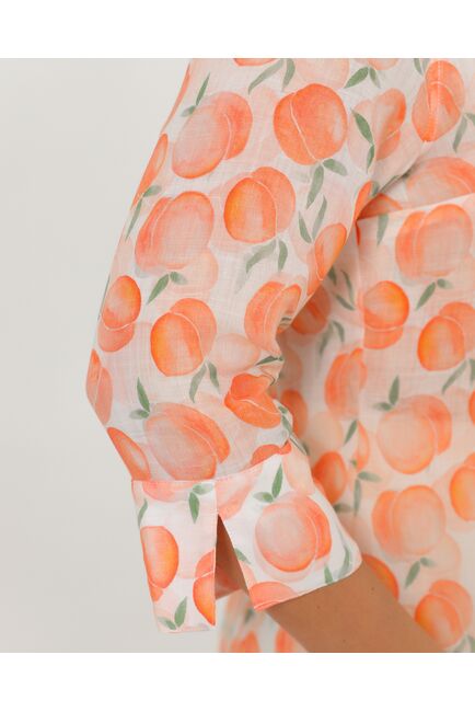 Женская рубашка из крапивы рукав 3/4 с принтом персики-8790 от ByME 