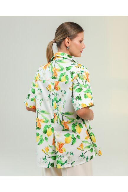 Женская рубашка на запах из хлопка принт лимоны-8797 от byME 