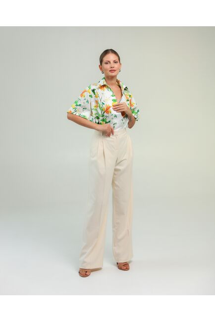 Женская рубашка на запах из хлопка принт лимоны-8797 от byME 