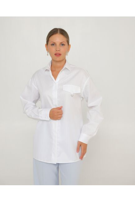 Женская рубашка из хлопка белая-8803 от byME 