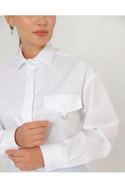 Женская рубашка из хлопка белая-8803 от byME 