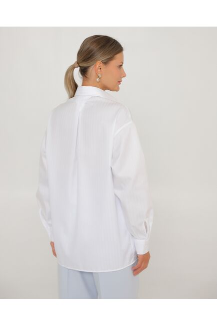 Женская рубашка из хлопка белая-8803 от byME 