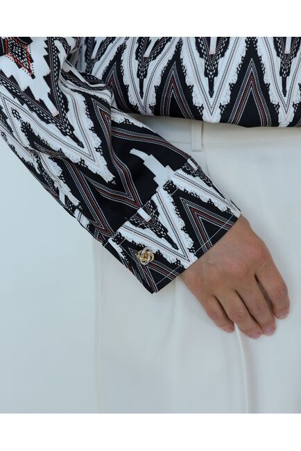 Женска рубашка из хлопка с принтом геометрический узор-8806 от byME 