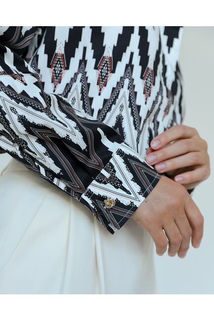 Женска рубашка из хлопка с принтом геометрический узор-8806 от byME 