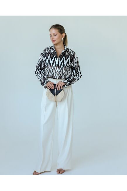 Женска рубашка из хлопка с принтом геометрический узор-8806 от byME 