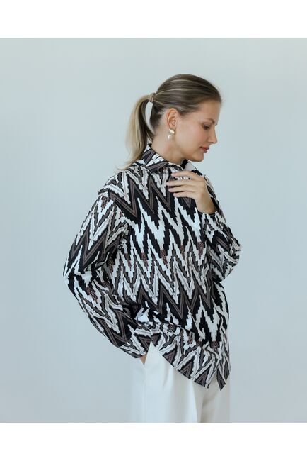 Женска рубашка из хлопка с принтом геометрический узор-8806 от byME 