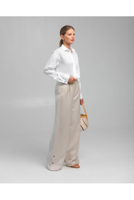 Женская рубашка из льна белая-8807 от byME 