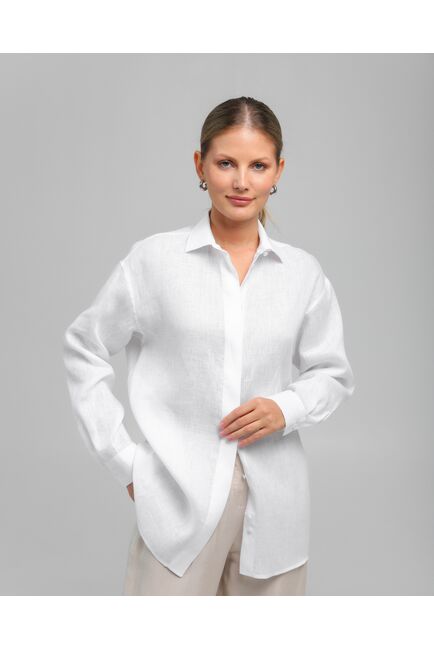 Женская рубашка из льна белая-8807 от byME 