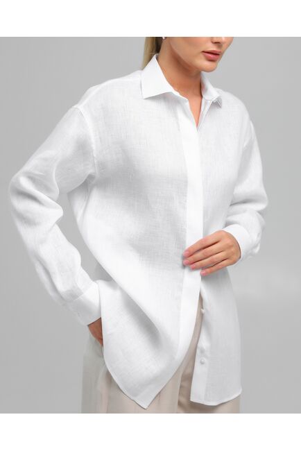 Женская рубашка из льна белая-8807 от byME 