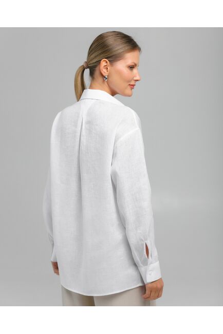 Женская рубашка из льна белая-8807 от byME 