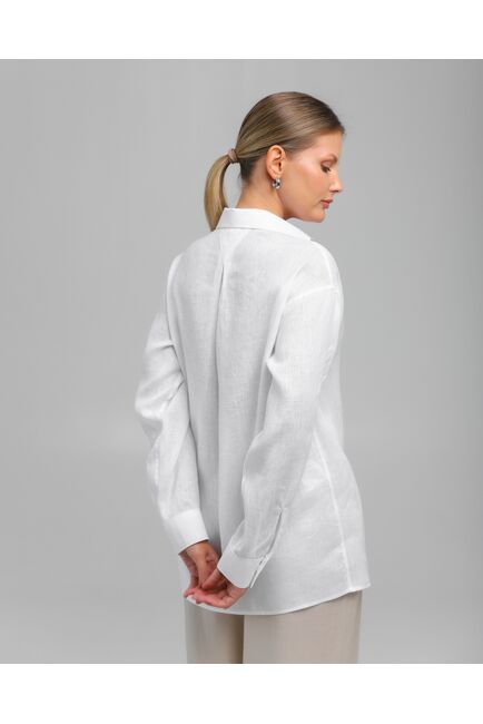 Женская рубашка из льна белая-8807 от byME 
