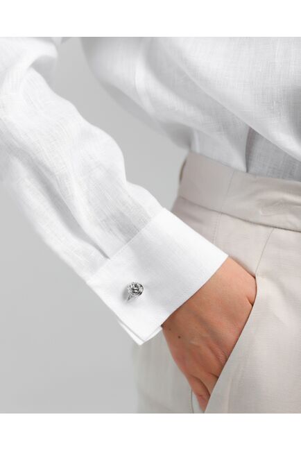 Женская рубашка из льна белая-8807 от byME 