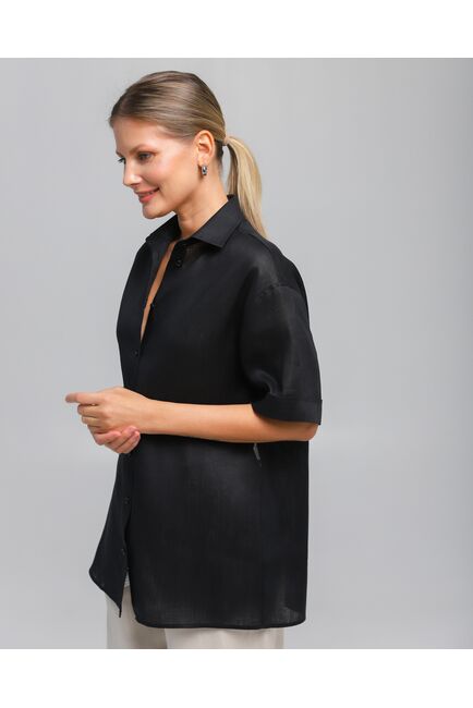 Женская рубашка из льна черная-8810 от byME 