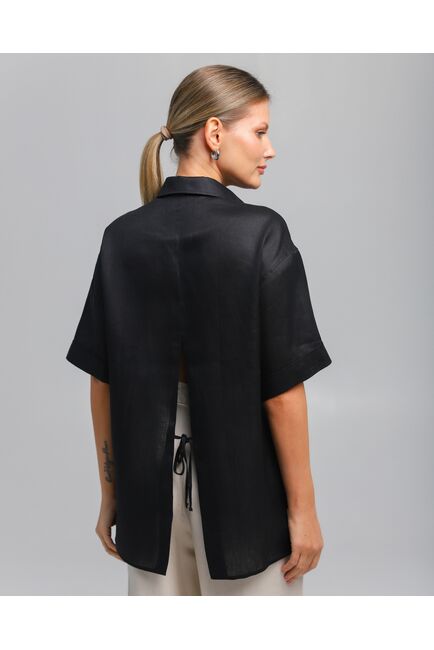 Женская рубашка из льна черная-8810 от byME 