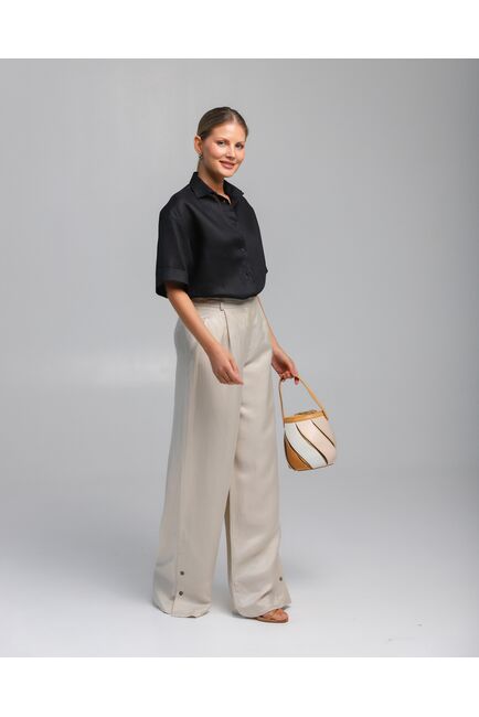 Женская рубашка из льна черная-8810 от byME 