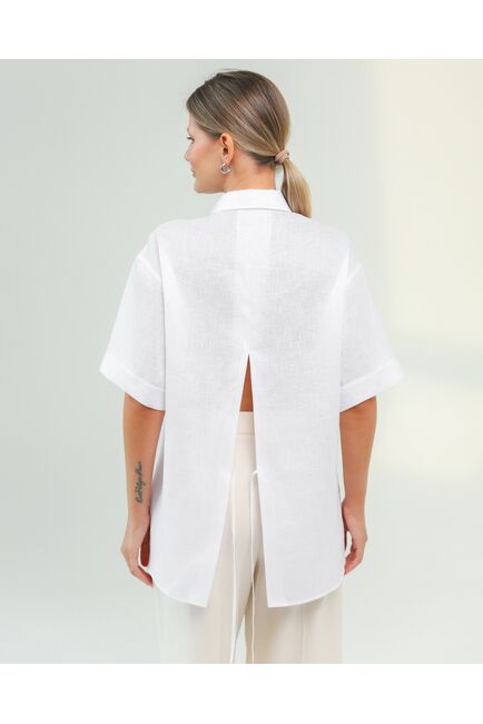 Женская рубашка из льна белая-8811 от byME 