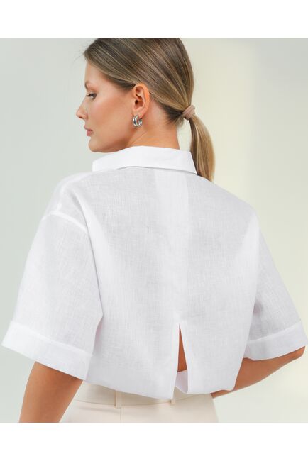 Женская рубашка из льна белая-8811 от byME 