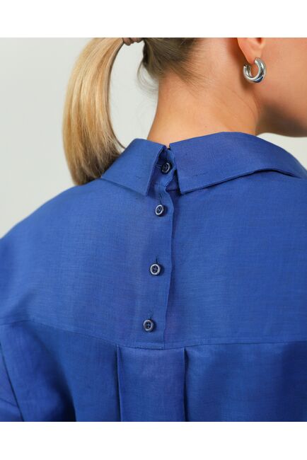 Женская рубашка из льна синяя-8812 от byME 