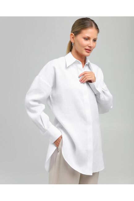 Женская рубашка из льна белая-8813 от byME 