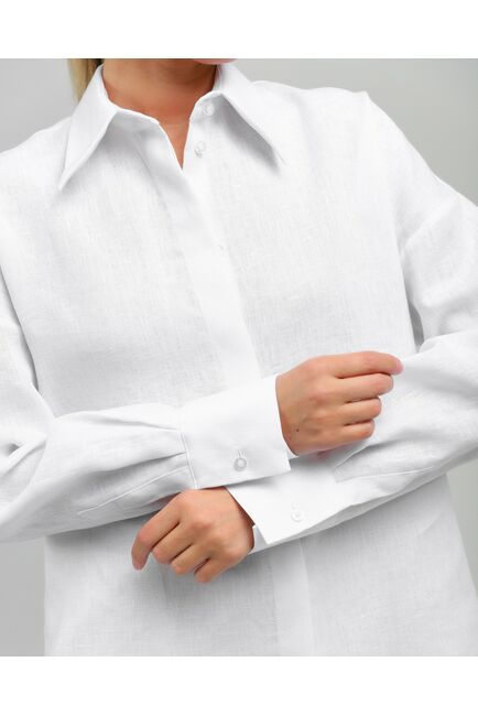 Женская рубашка из льна белая-8813 от byME 