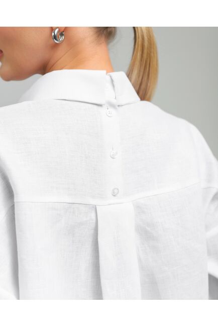 Женская рубашка из льна белая-8813 от byME 