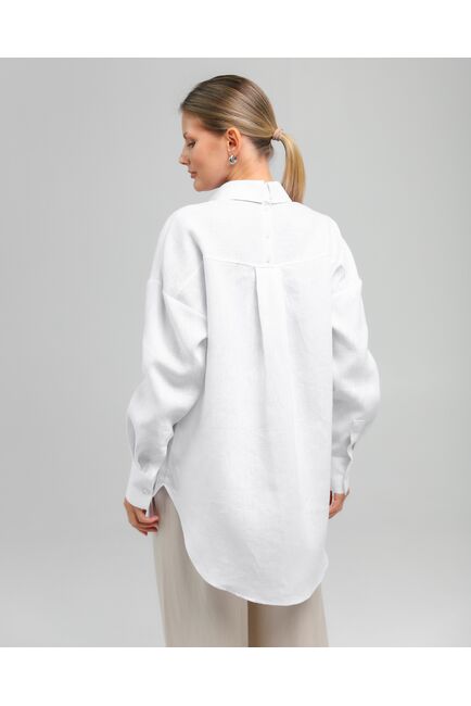 Женская рубашка из льна белая-8813 от byME 