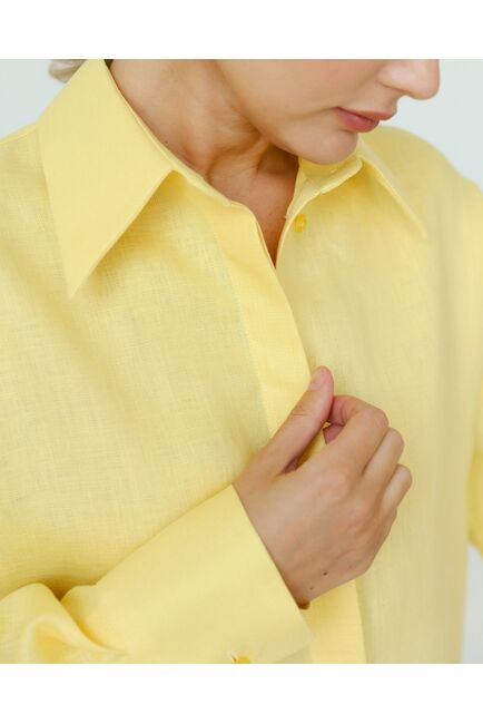Женская рубашка из льна желтая-8814 от byME 