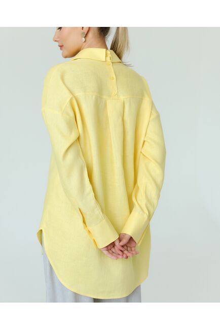 Женская рубашка из льна желтая-8814 от byME 