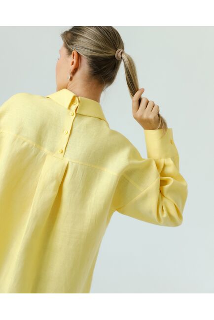Женская рубашка из льна желтая-8814 от byME 