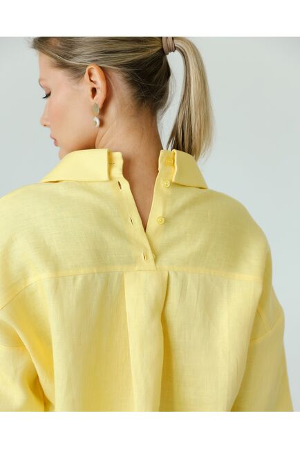 Женская рубашка из льна желтая-8814 от byME 