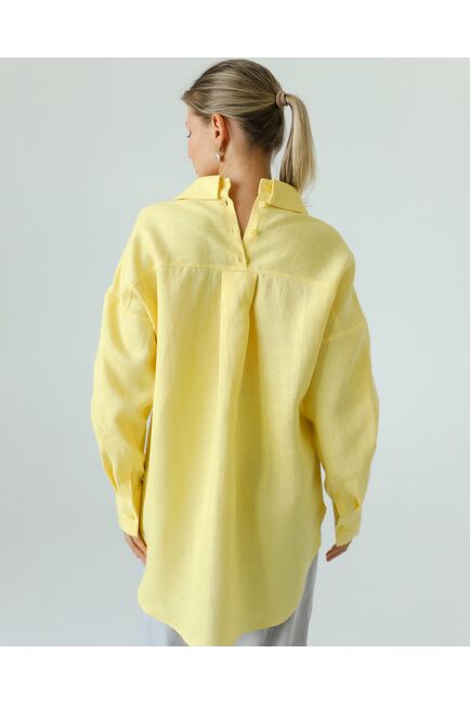 Женская рубашка из льна желтая-8814 от byME 