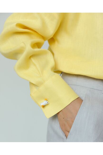 Женская рубашка из льна желтая-8814 от byME 