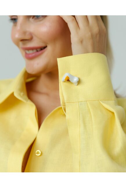 Женская рубашка из льна желтая-8814 от byME 