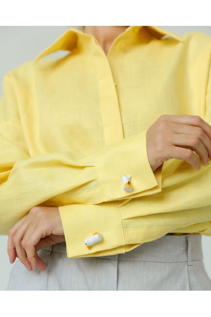 Женская рубашка из льна желтая-8814 от byME 