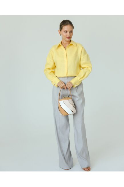 Женская рубашка из льна желтая-8814 от byME 