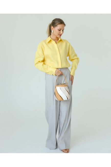 Женская рубашка из льна желтая-8814 от byME 