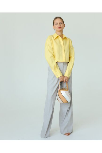 Женская рубашка из льна желтая-8814 от byME 