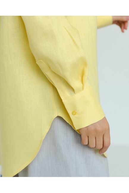 Женская рубашка из льна желтая-8814 от byME 